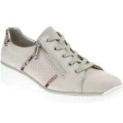 RRP £70 Boxed Pair Of Size 38 Rieker Beige Fabric Trainers