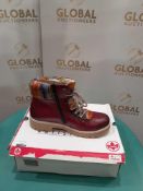 RRP £70 Boxed Pair Of Size 37 Rieker Red Kombi Boots