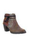 RRP £70 Boxed Pair Of Size 6 Rieker Red Brown Tassle Ankle Boots