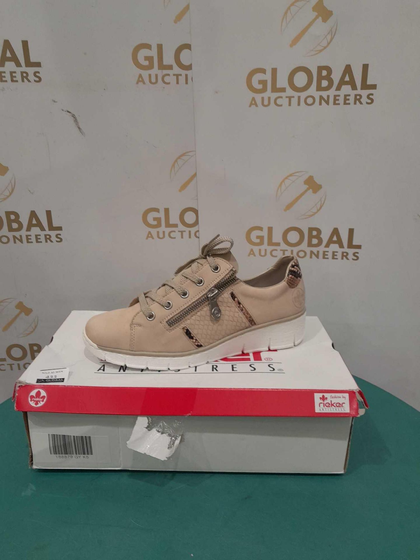 RRP £70 Boxed Pair Of Size 38 Rieker Beige Fabric Trainers - Image 2 of 2