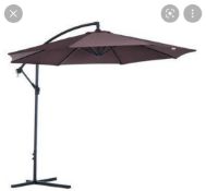 RRP £100 Boxed Outsunny Parasol 01-0585 Metal, Polyester Coffee