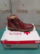 RRP £70 Boxed Pair Of Size 38 Rieker Red Kombi Boots