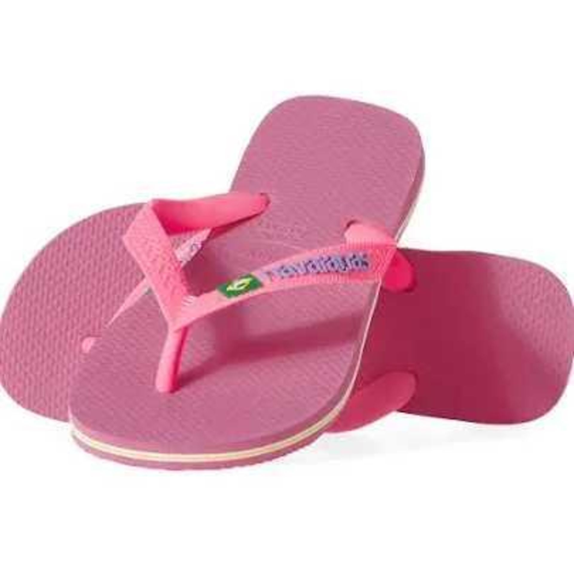 RRP £100 Lot To Contain 5 Boxed Brand New Pairs Of Havaianas Size 33/34 Brazil Logo Pink Porcelain F