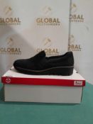 RRP £70 Boxed Rieker Black Slip On Wedge Shoes Uk Size 6