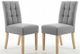 RRP £420 Boxed Grey Fabric Dining Chair Natural Wood Legs