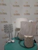 RRP £150 Lot To Contain 3 Unboxed Assorted Table Lamps