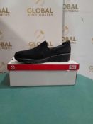 RRP £70 Boxed Rieker Black Slip On Wedge Shoes Uk Size 8