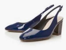 RRP £85 Boxed Moda In Pelle Chinella Heels Navy Uk Size 6