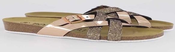 RRP £70 Boxed Bonova X Over Sandal Rose Gold Uk Size 4