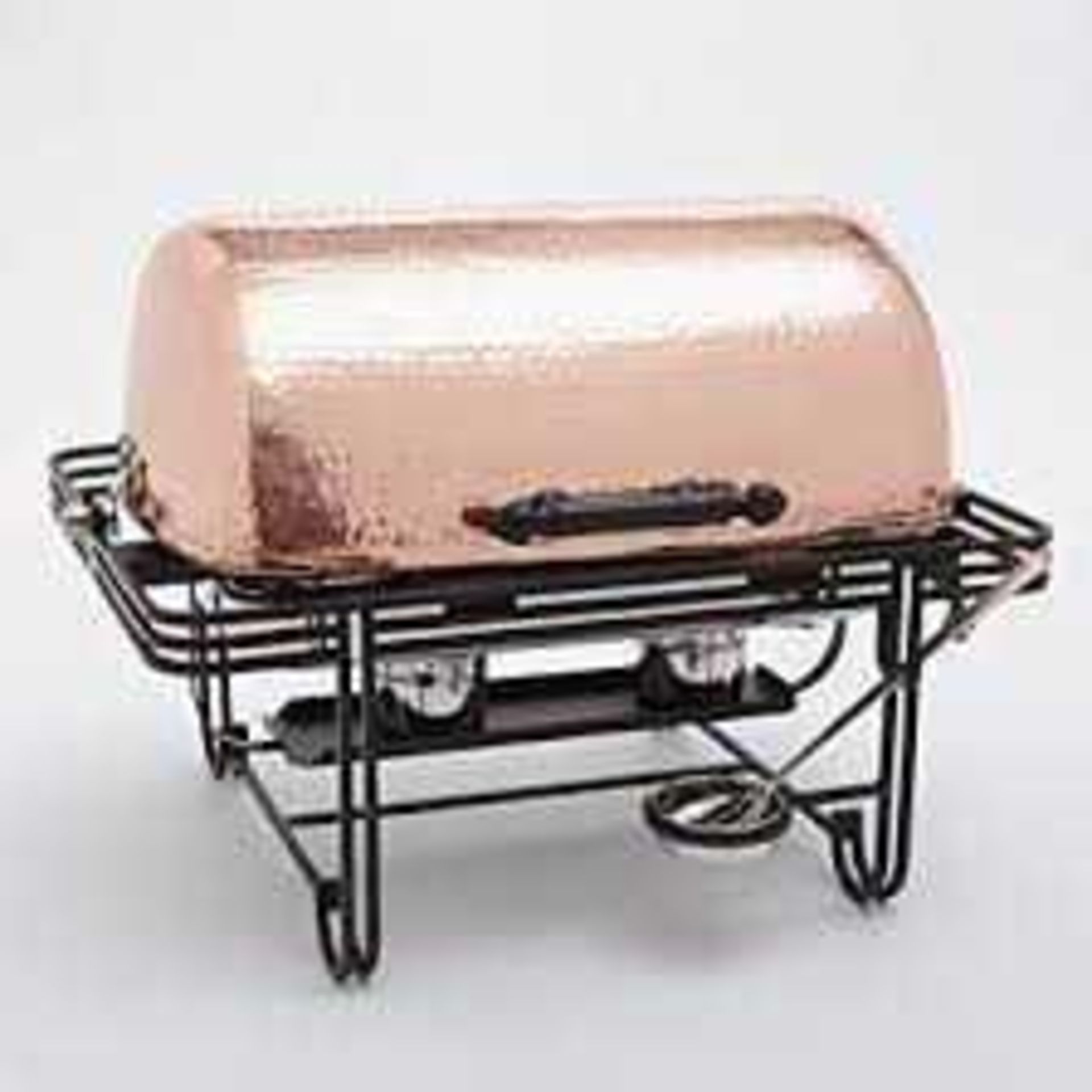 RRP £300 Boxed Rectangular Chaffer Set Copper Hammered