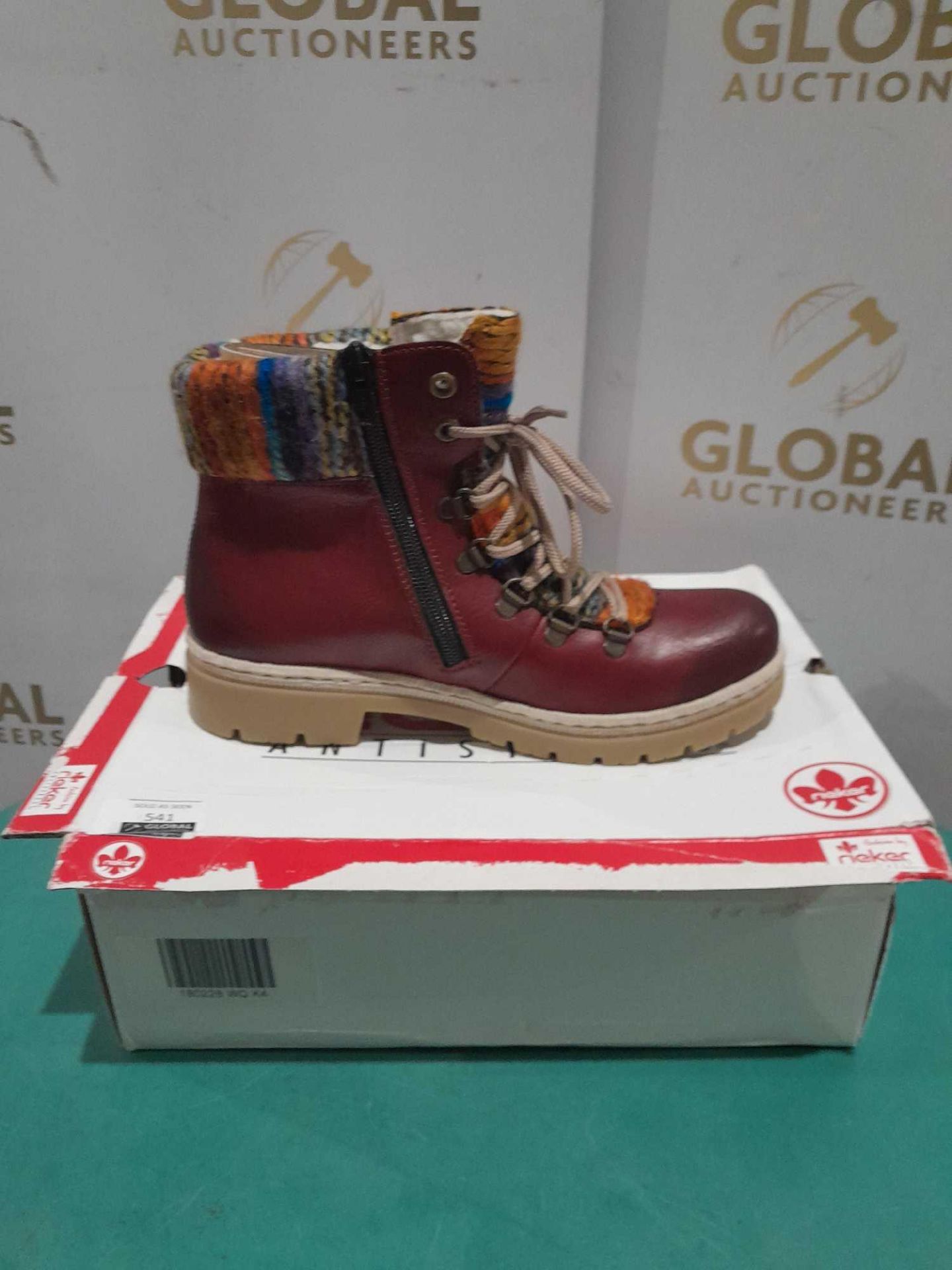 RRP £70 Boxed Pair Of Size 37 Rieker Red Kombi Boots - Image 2 of 2