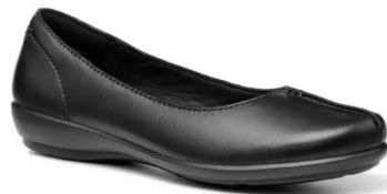 RRP £70 Boxed Hotter Black Leather Women's Slip On Pump Uk Size 3