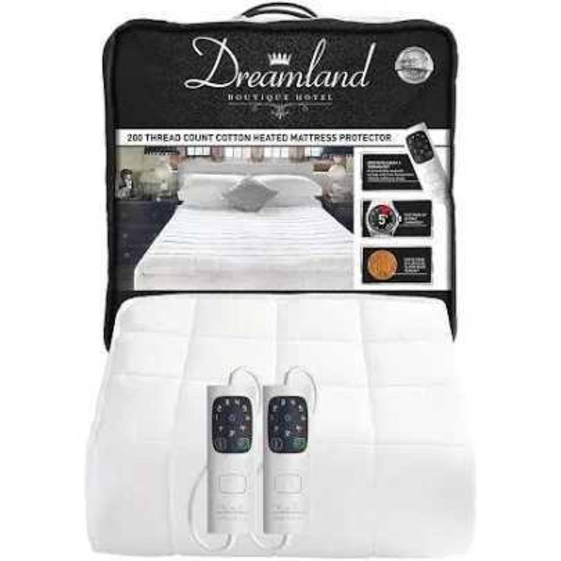 RRP £125 Bagged Dreamland Super King Dual 200X180Cm 200 Thread Count Cotton Heated Mattress Protecto