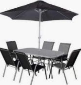 RRP £250 Boxed Rio 6 Seater Glass Garden Table