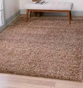 RRP £120 Rolled Brown Unique Loom Solo Solid Shag Rug 5Ãî8Ft
