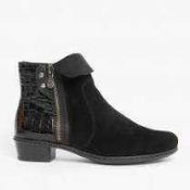 RRP £80 Boxed Rieker Cuff Black Ankle Boots Uk Size 4