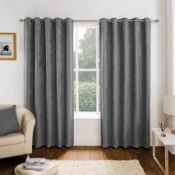 RRP £120 Bagged Basket Weave Grey Eyelet Curtains