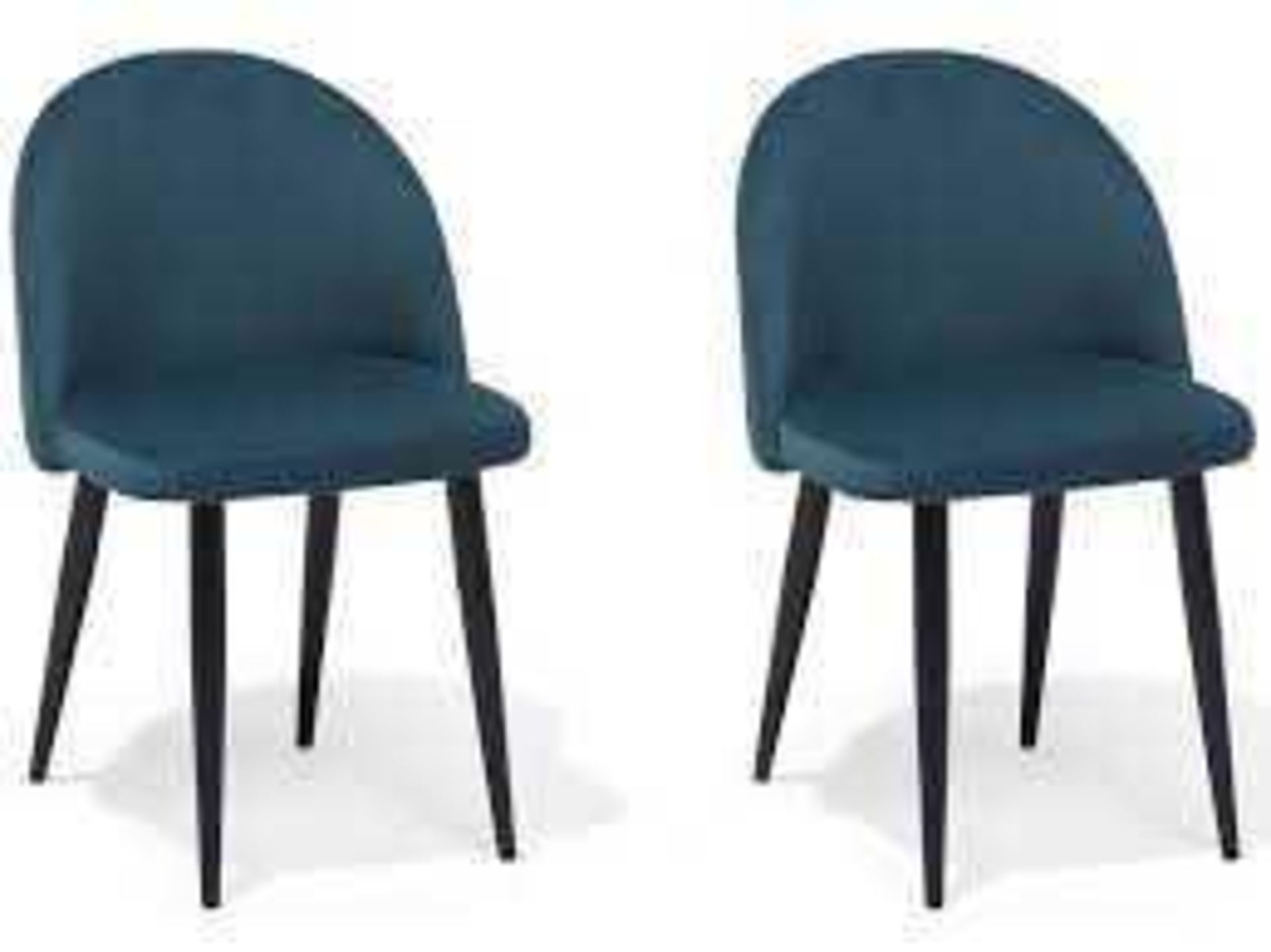 RRP £200 Boxed Brand New Arigi Bianci Set Of 2 Blue Velvet Dining Chairs(Jb8058-2)