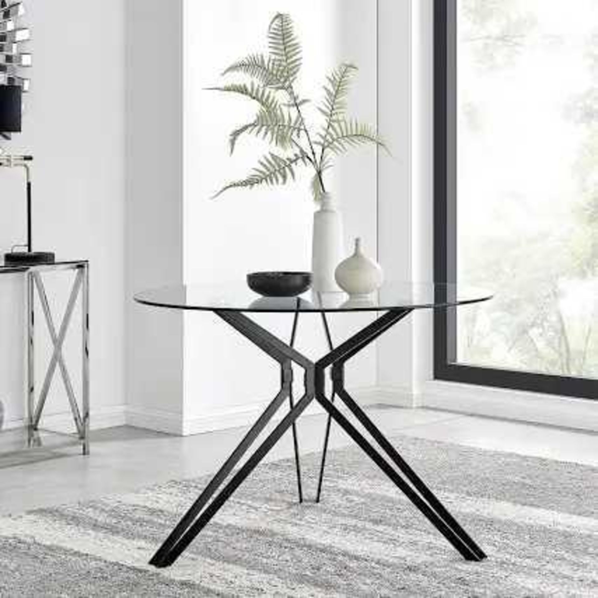 RRP £450 Boxed Furniture Box Cascina Clear And Black Dining Table