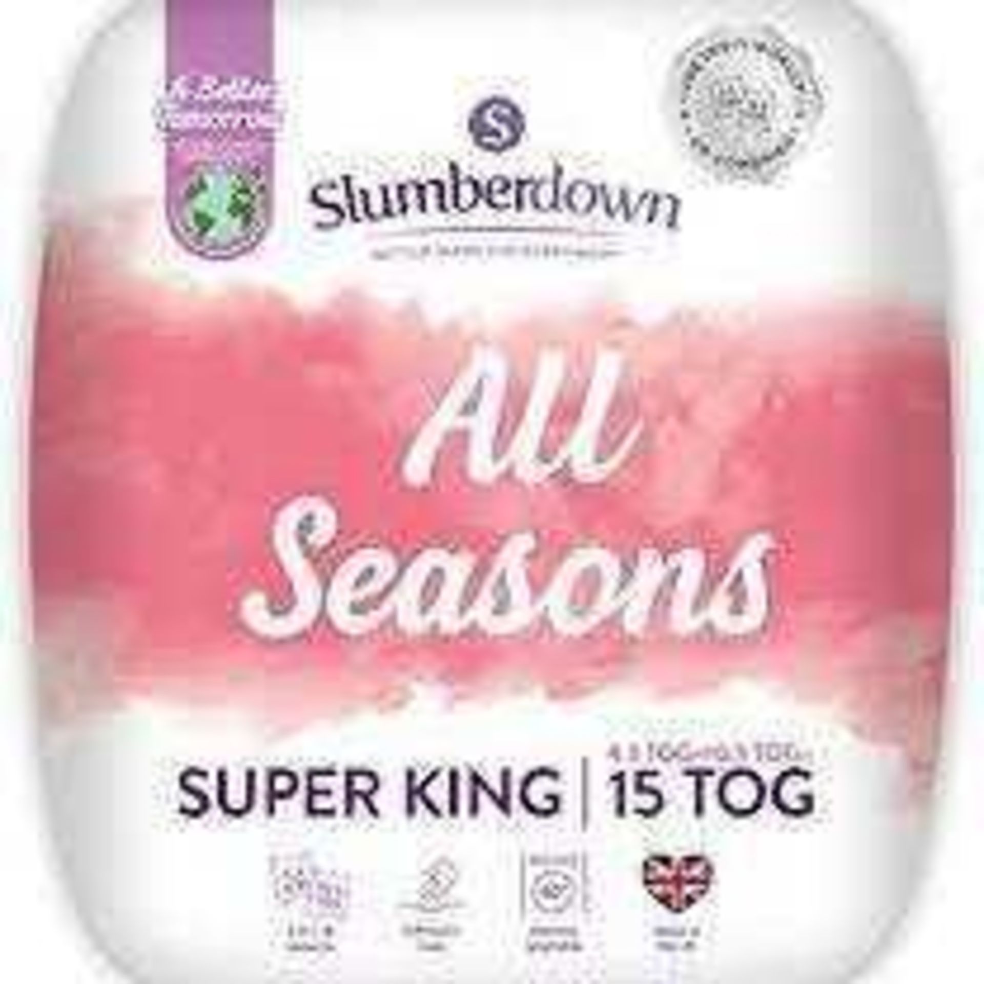 RRP £120 Lot To Contain X2 Slumberdown All Seasons 15Tog Super King Duvet