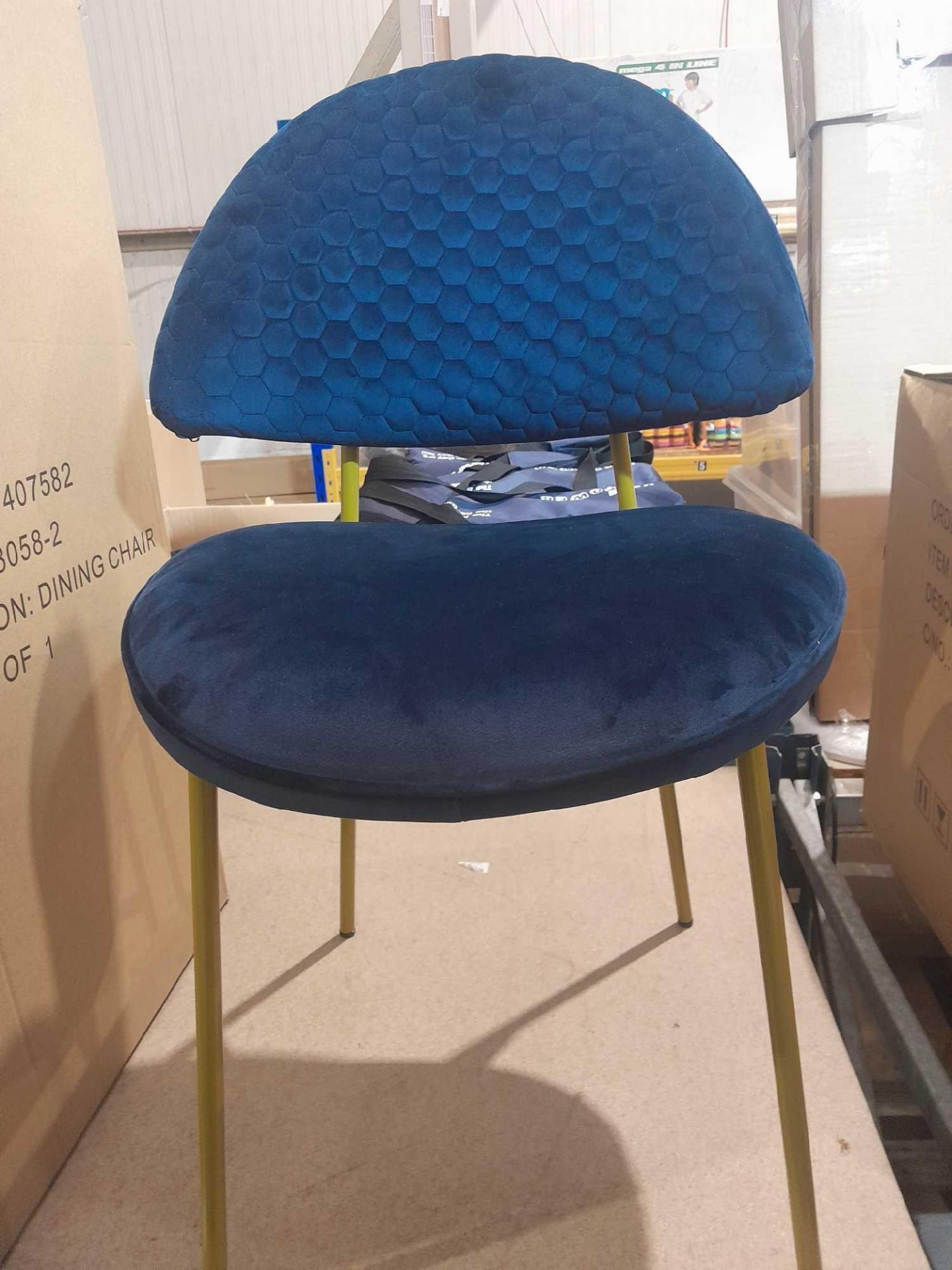 RRP £200 Boxed Brand New Arigi Bianci Set Of 2 Blue Velvet Dining Chairs(Jb8058-2)