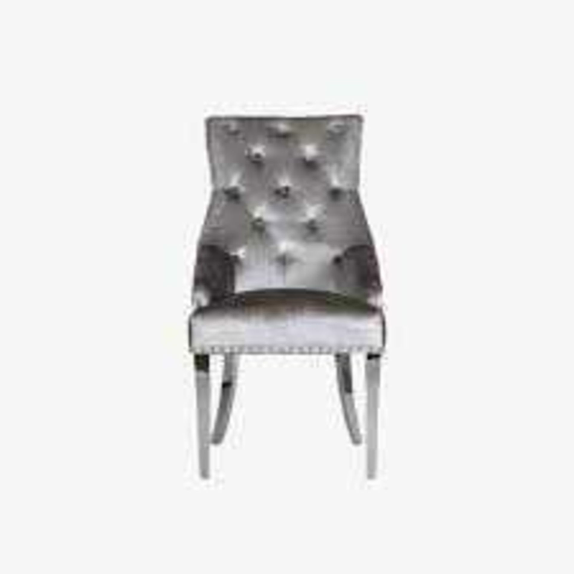 RRP £500 Boxed Brand New Set Of 2 Arigi Bianchi Diamond Stitched Back Dark Grey Velvet Dining Chairs