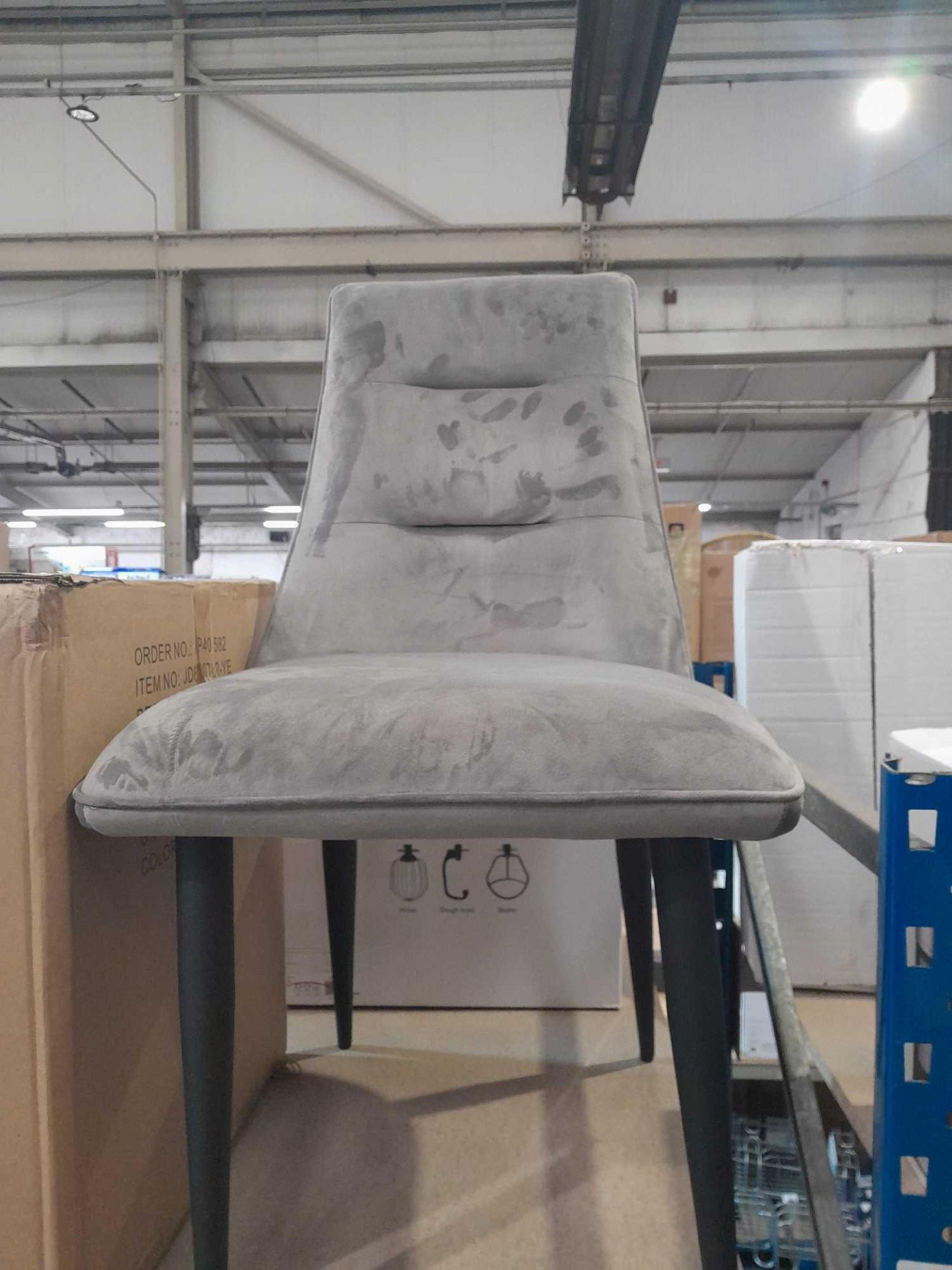 RRP £200 Boxed Brand New Set Of 2 Arigi Bianci Silver/Grey Gino Velvet Dining Chairs(Jd8078-2-Ye) - Image 2 of 2