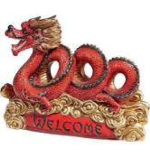 RRP £100 Lot To Contain 2 Boxed Design Tuscan Asian Dragon Welcome Statues