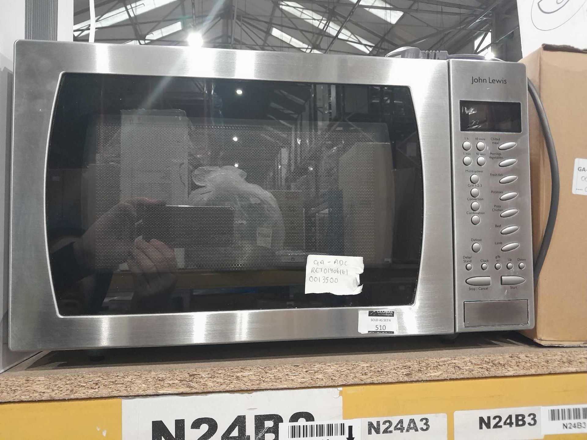 RRP £140 Unboxed John Lewis And Partners Silver And Black Microwave Oven - Image 2 of 2