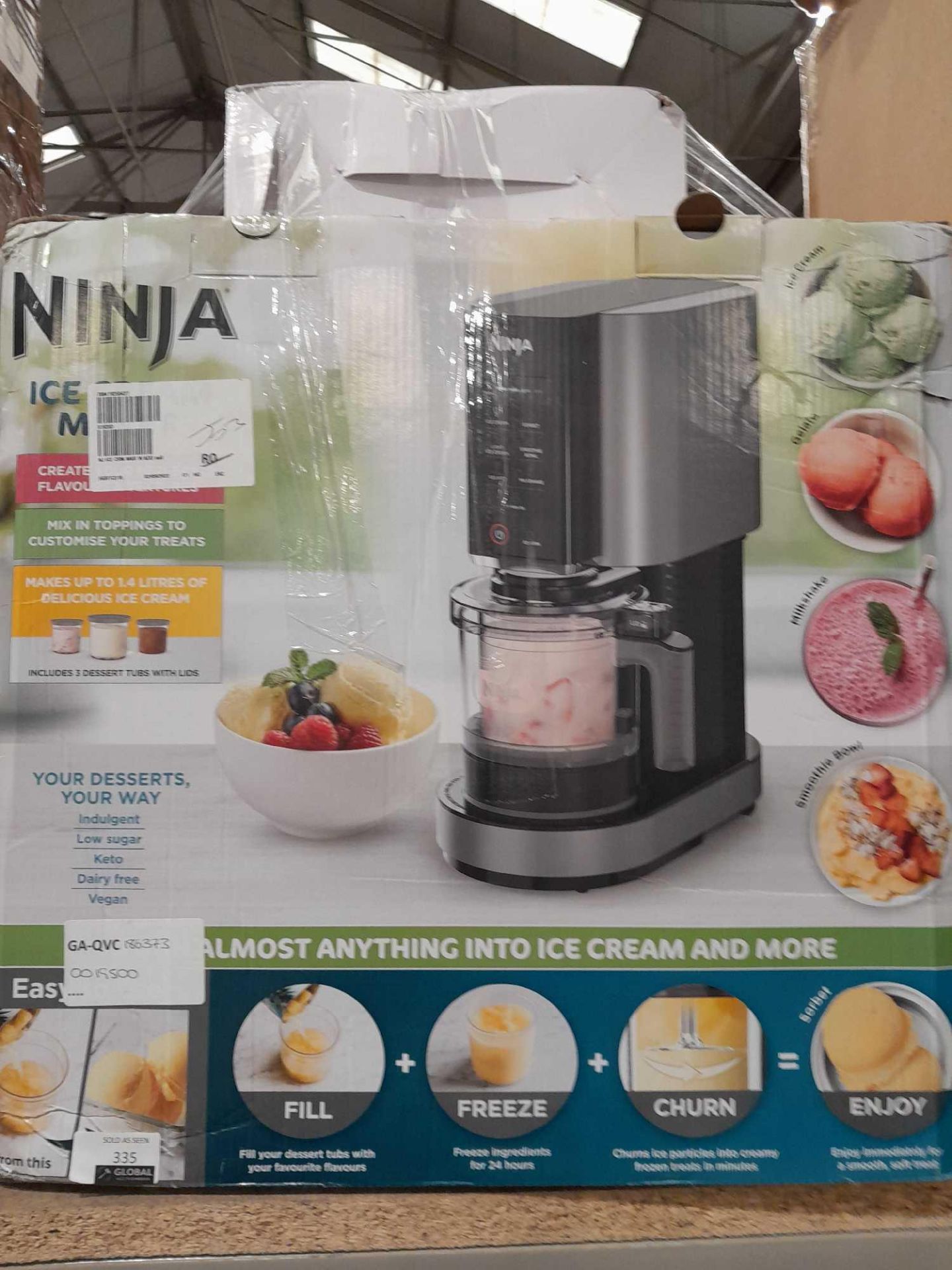 RRP £195 Boxed Ninja Ice Cream Maker With Tubs - Image 2 of 2