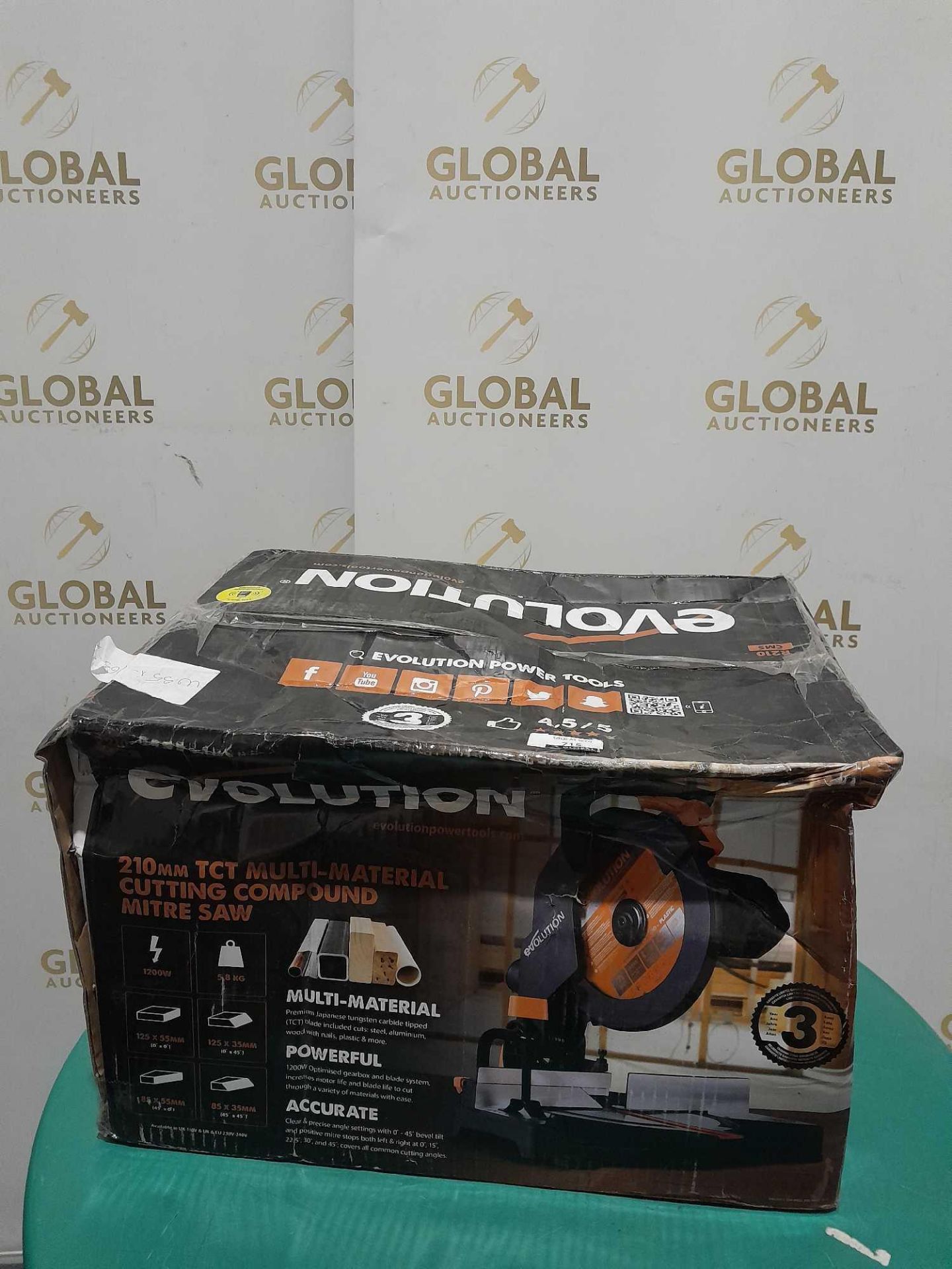 RRP £180 Boxed Evolution Power Tools R210Sms+ Sliding Mitre Saw With Multi-Material Cutting - Image 2 of 2