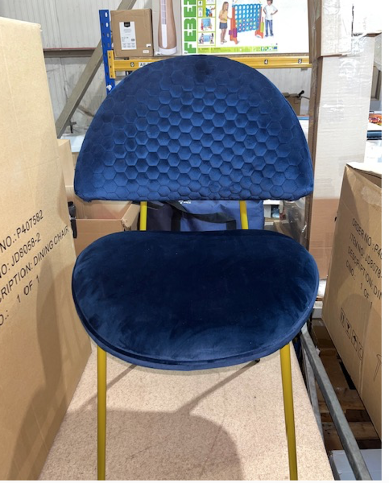 RRP £200 Boxed Brand New Set Of 2 Arigi Bianchi Chairs (Blue Velvet)