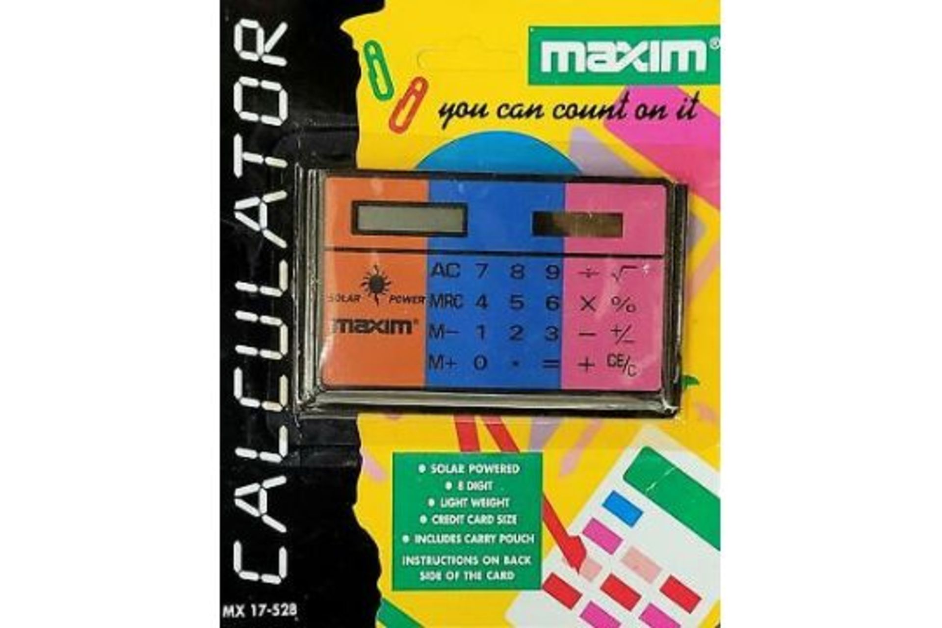RRP £99.50 50 x Maxim Solar powered thin calculators