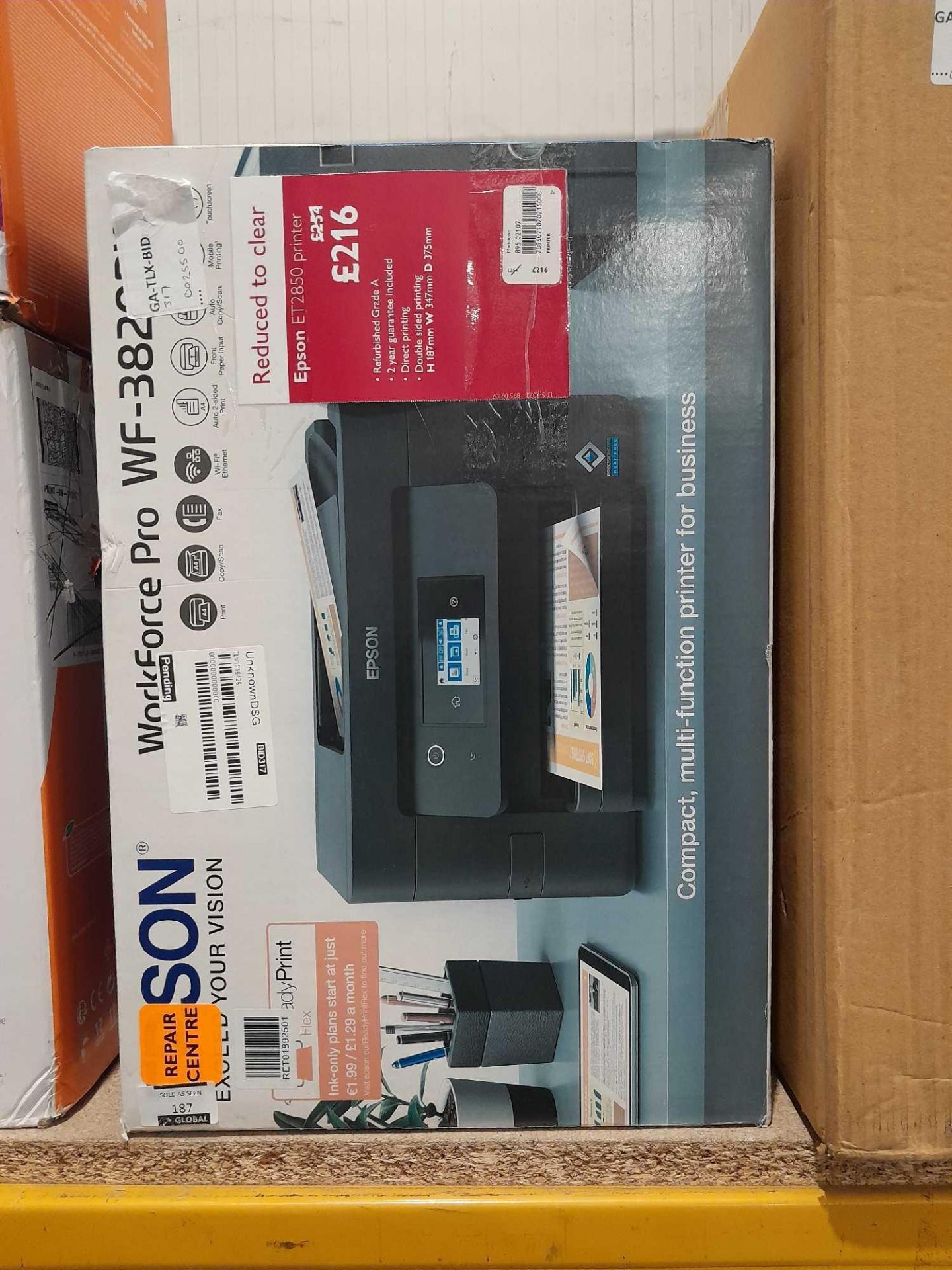 RRP £255 Boxed Epson Workforce Pro Wf-3820Dwf Printer Scanner Copier - Image 2 of 2