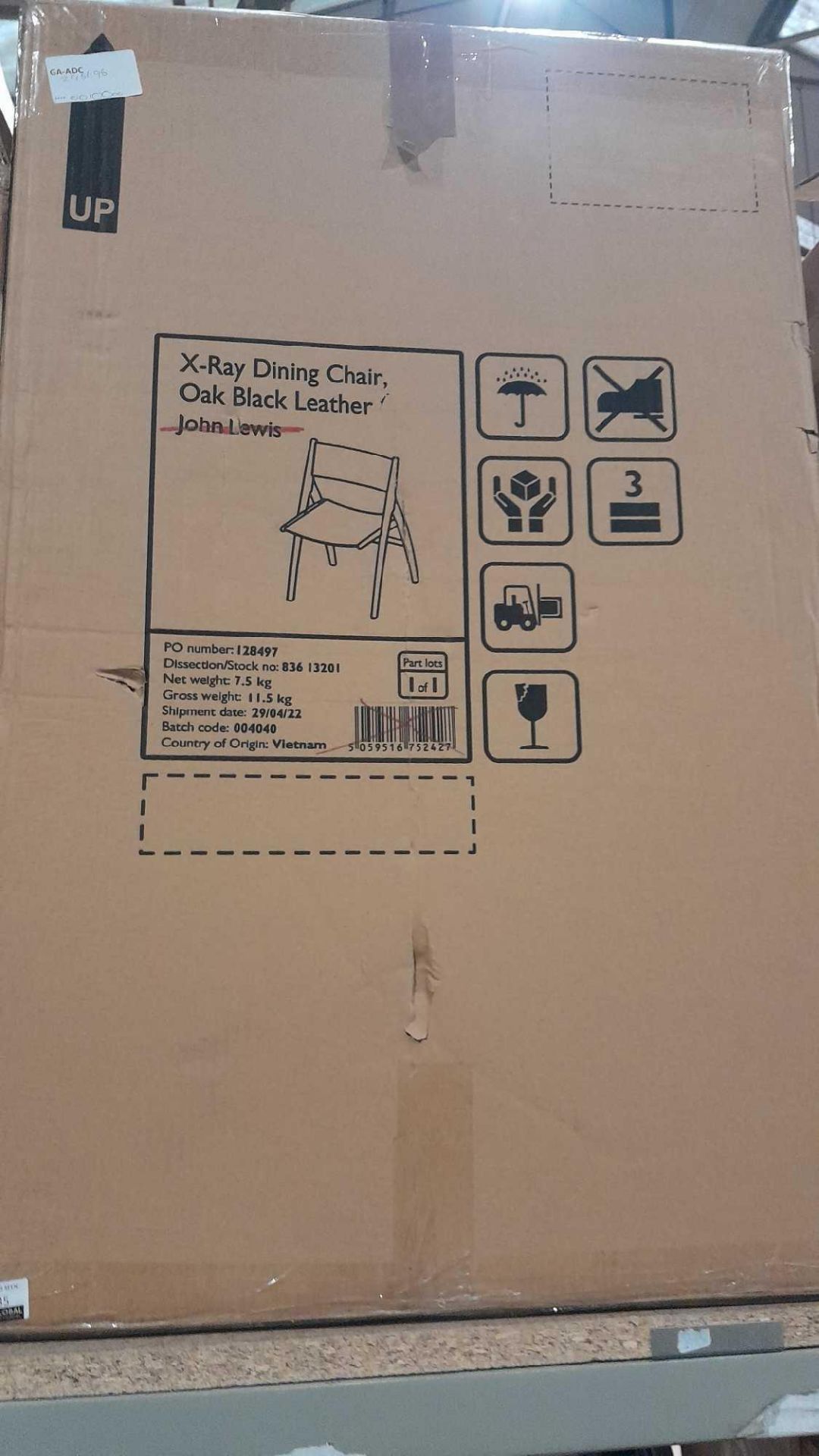 RRP £100 Boxed John Lewis X-Ray Dining Chair Oak Black Leather. - Image 2 of 2