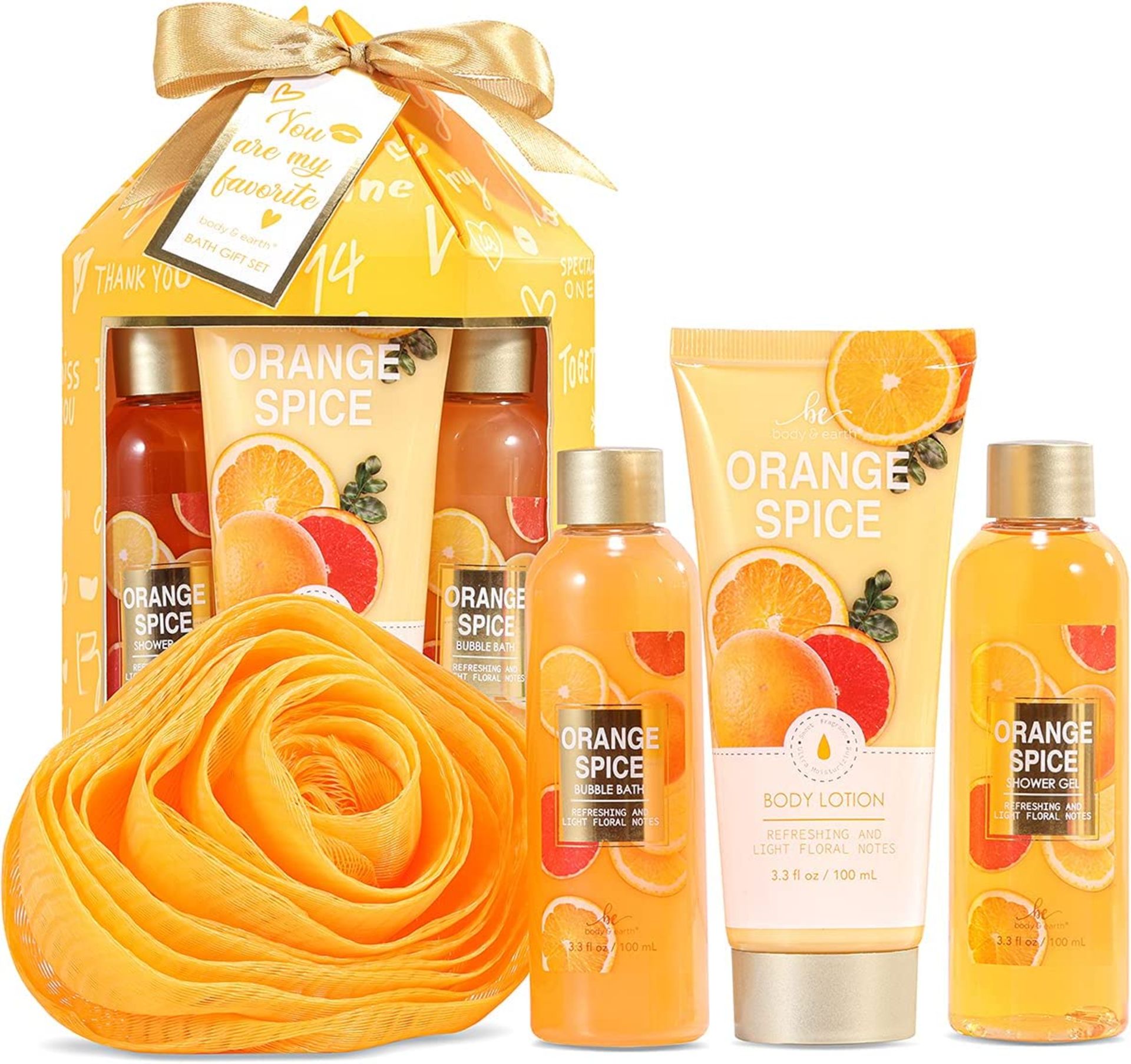 RRP £19.54 each 5 x 4 Piece B and E Orange Spice Spa Gift Sets - RRP 19.54 ea