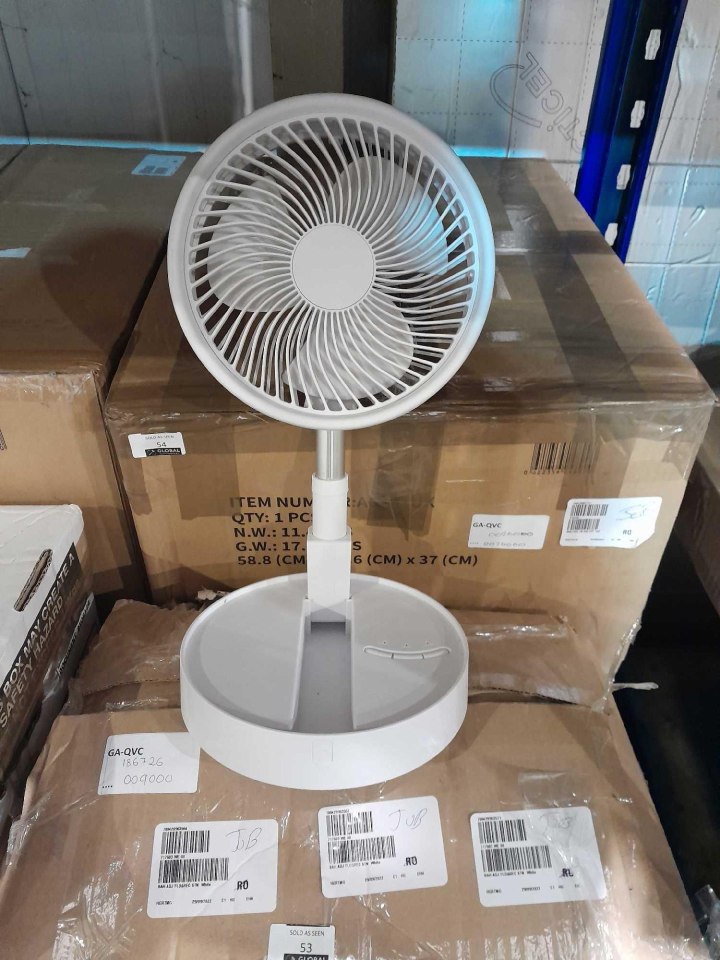 RRP £100 Boxed Set Of 3 B"H Adjustable Folding White Fans - Image 2 of 2