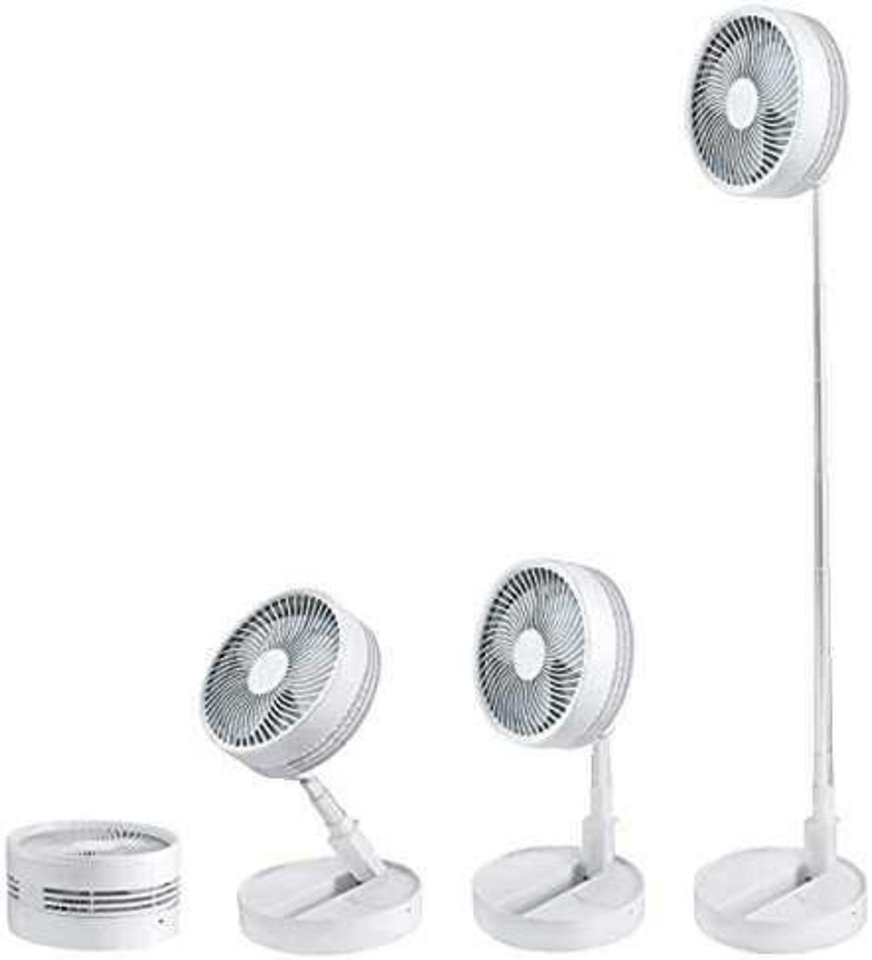 RRP £100 Boxed Set Of 3 B"H Adjustable Folding White Fans