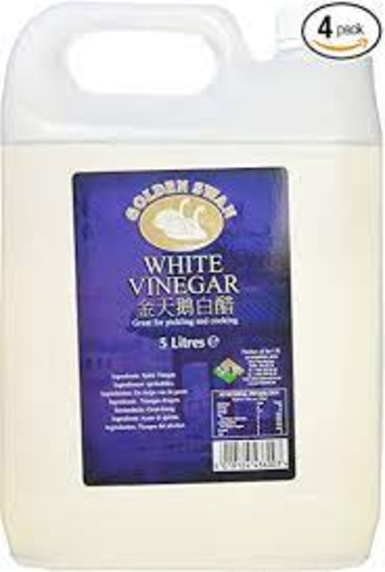 RRP £505 (Count 23) Spsnj21Rkmc Golden Swan White Vinegar, 5 L (Pack Of 4) (Condition Reports