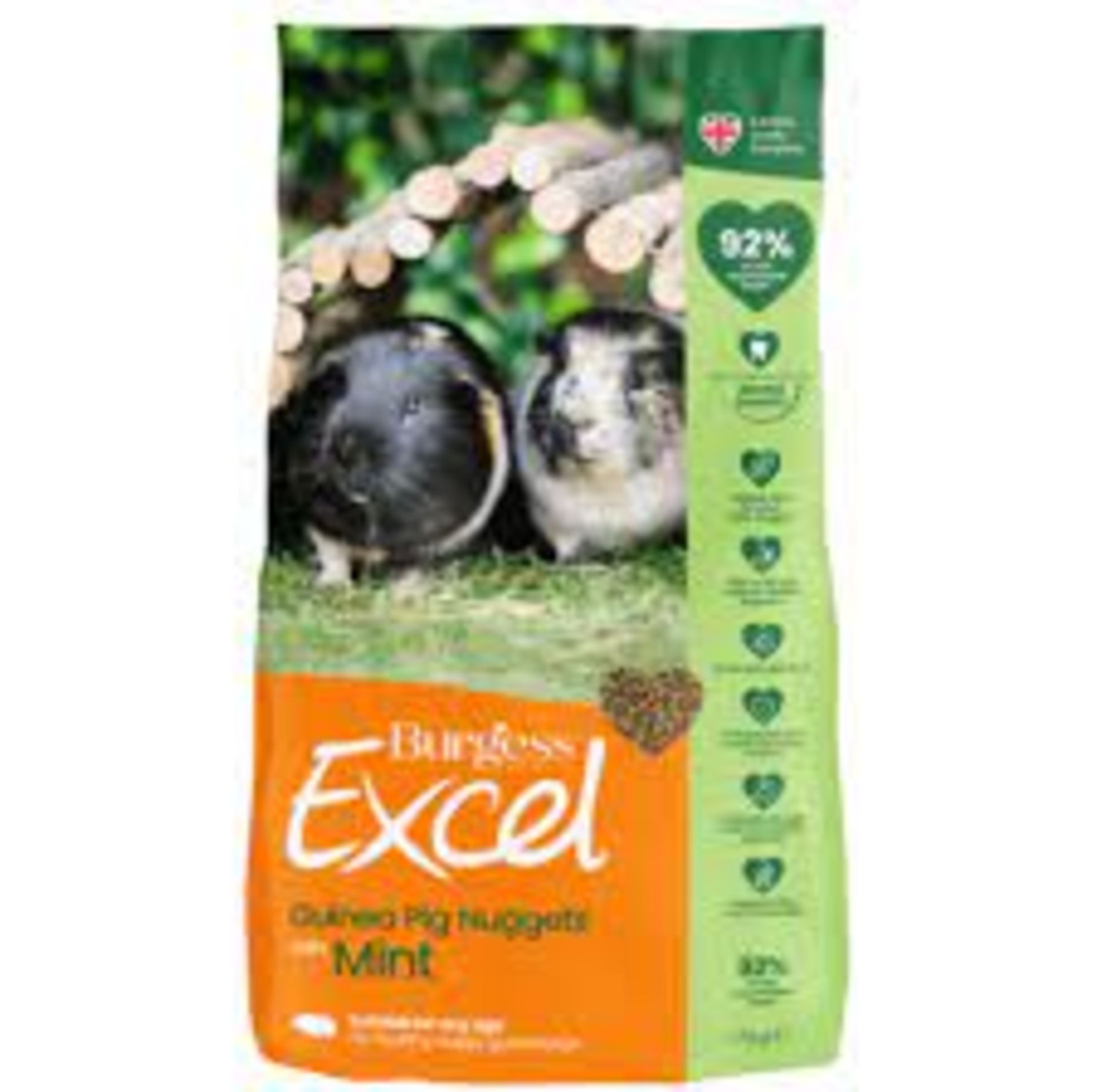 RRP £675 (Count 30) Spw34N3386S Burgess Excel Guinea Pig Nuggets With Mint 9Kg, Green (Condition