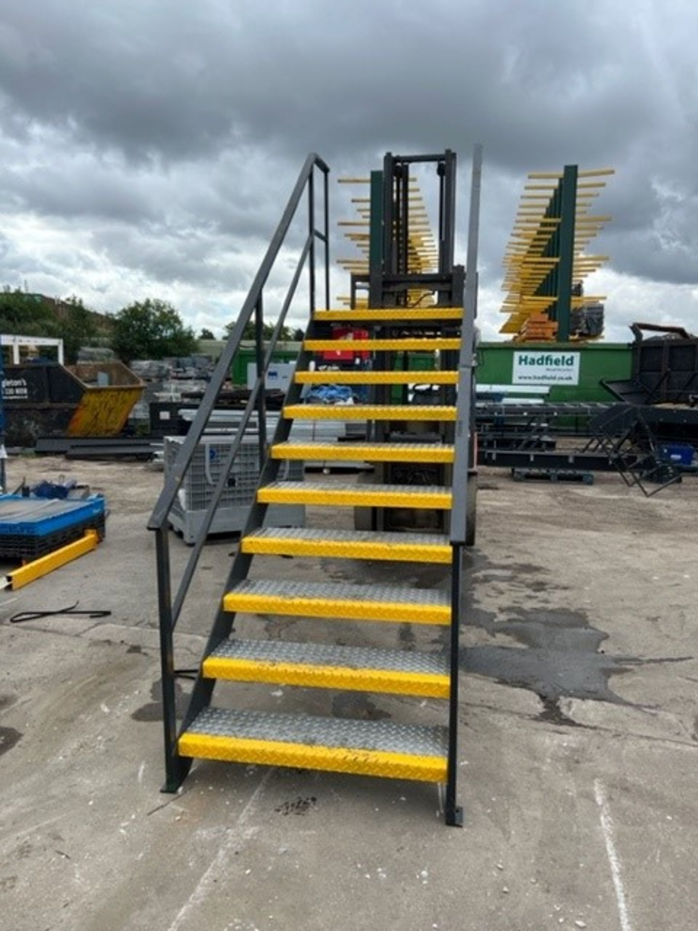 RRP £4800 Mezzanine Floor Steel Staircase. Dark Grey With Middle Platform Attached , Finishing - Image 4 of 6