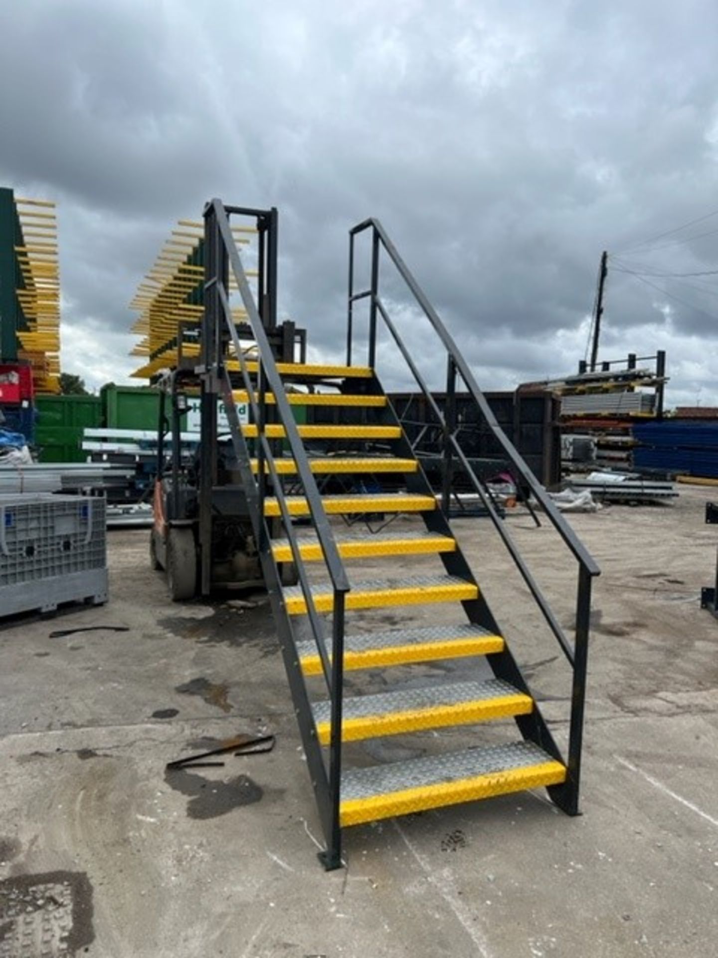 RRP £4800 Mezzanine Floor Steel Staircase. Dark Grey With Middle Platform Attached , Finishing - Image 5 of 6