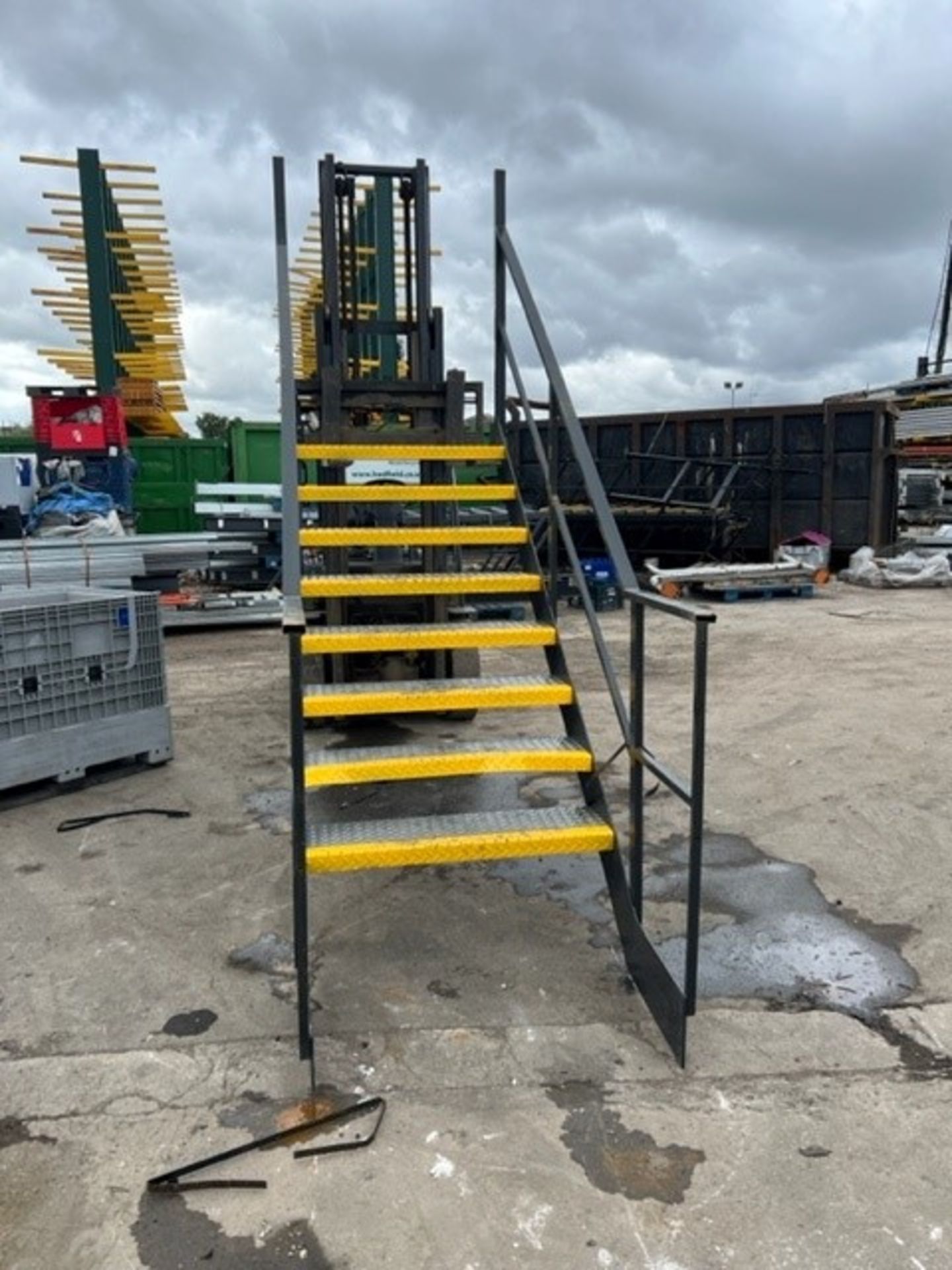 RRP £4800 Mezzanine Floor Steel Staircase. Dark Grey With Middle Platform Attached , Finishing - Image 2 of 6