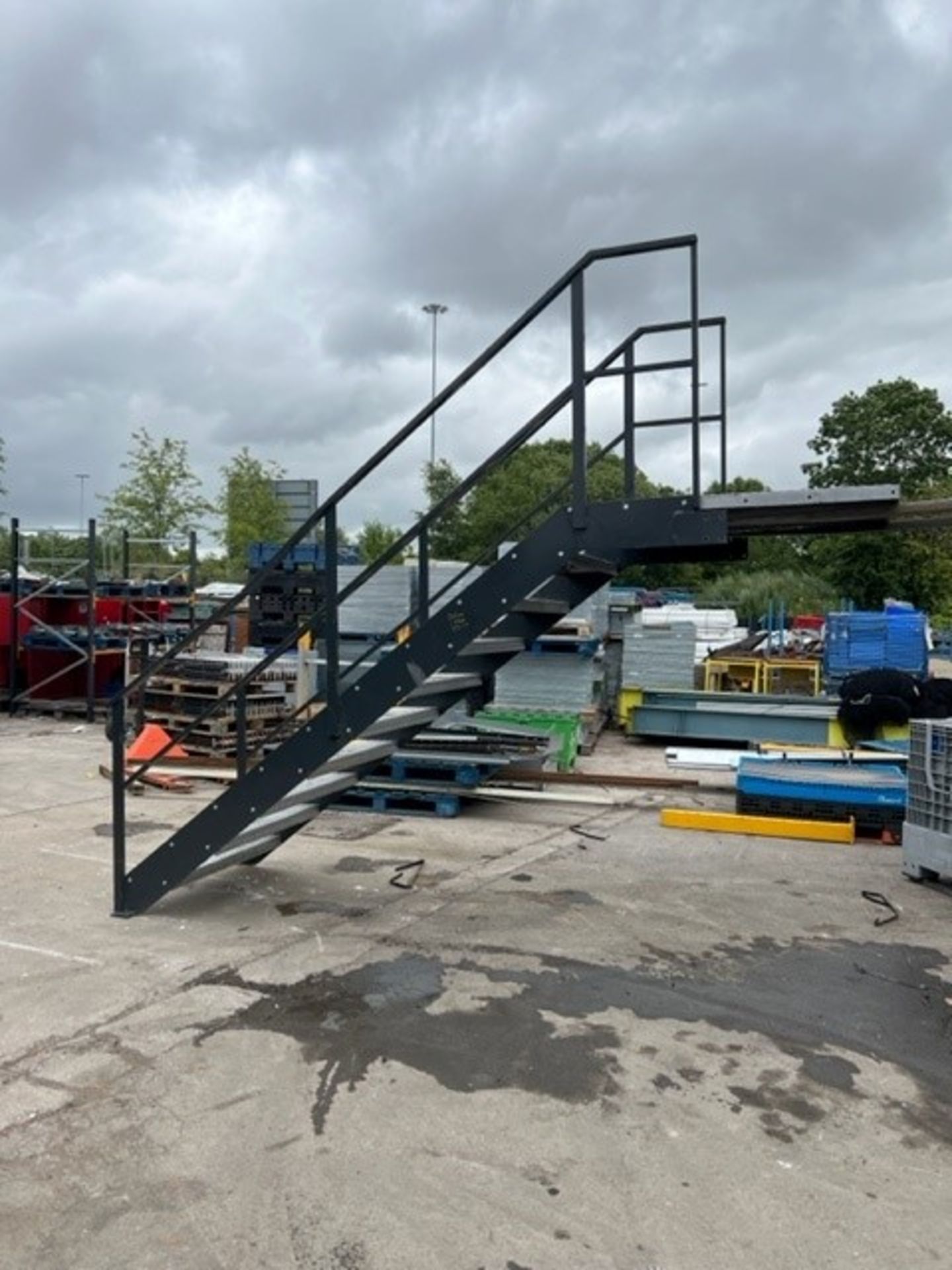 RRP £4800 Mezzanine Floor Steel Staircase. Dark Grey With Middle Platform Attached , Finishing - Image 3 of 6