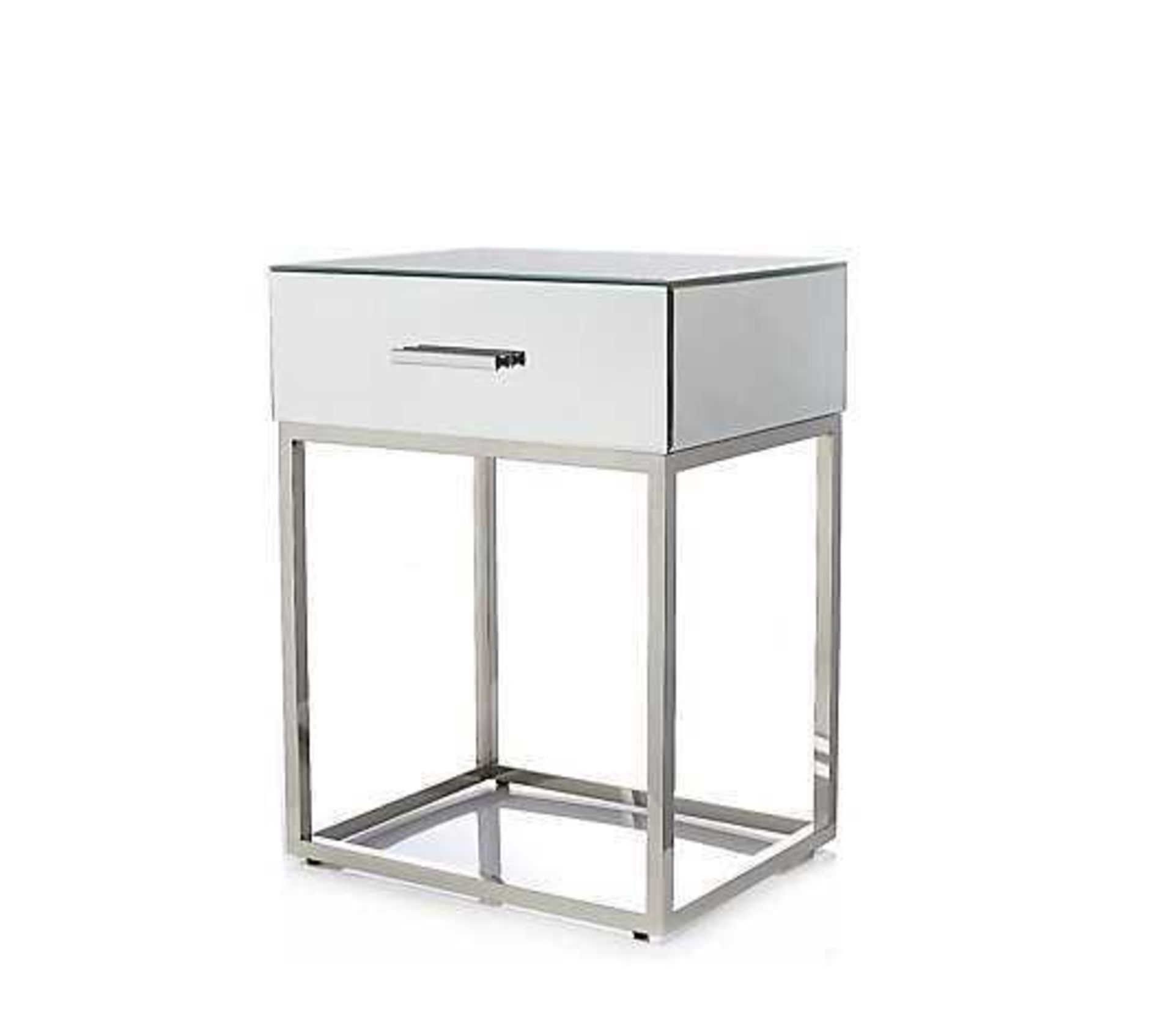 RRP £150 Boxed Jm By Julien Macdonald Mirrored Side Table With Drawer