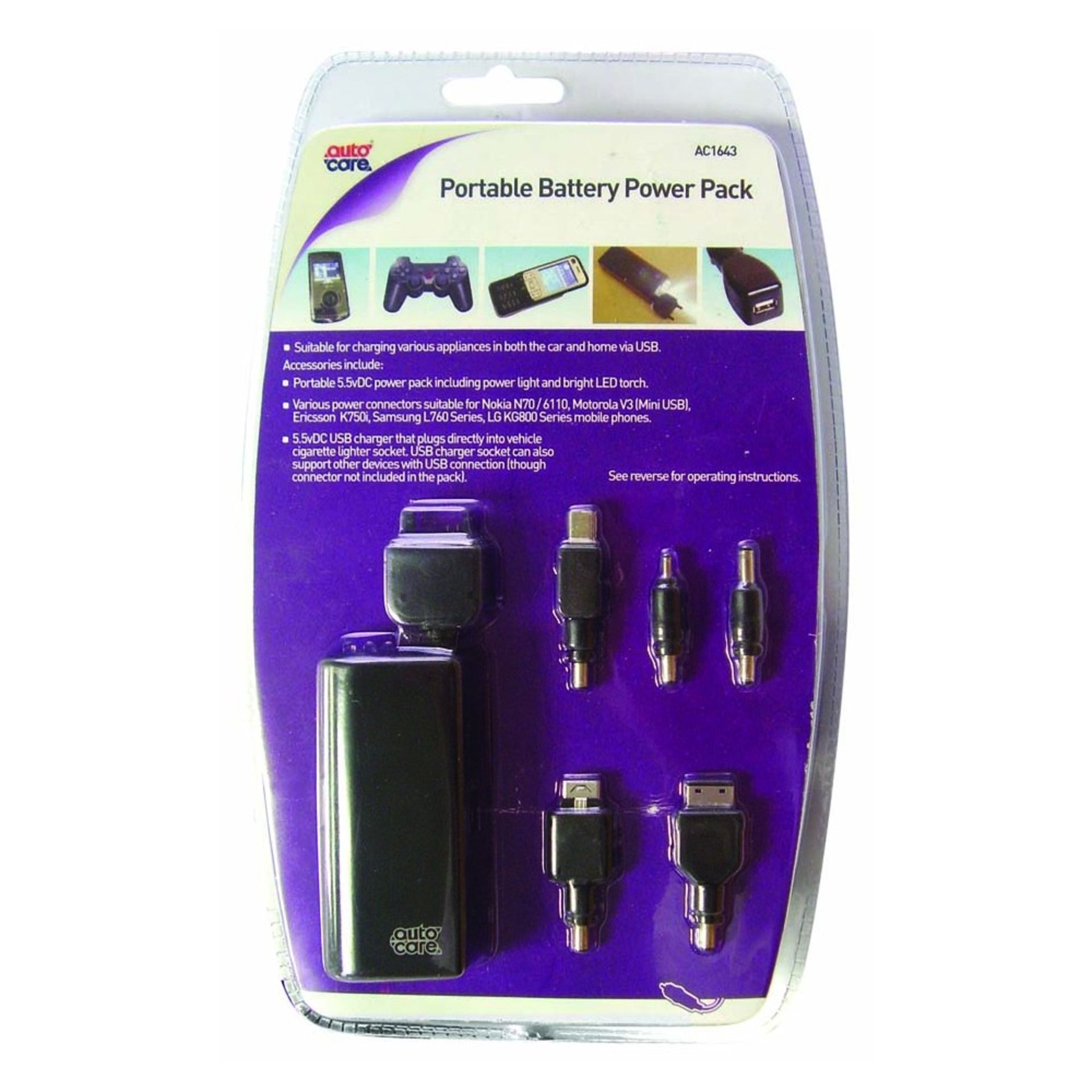 8 X Autocare Mobile Phone Portable Power Pack Rrp 6.99 Ea