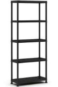 RRP £130 A Lot To Contain 2 Boxed Sourced From Birmingham Commonwealth Games Black 5 Tiered Shelving