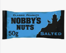 RRP £800 (Count 47) Spw51Z7273P Nobby'S Nuts Classic Salted Peanuts, 50G (Case Of 24) Retrocorn -