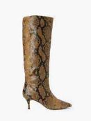 RRP £80 A Pair Of Viola Leather Snake Print Stiletto Knee High Boots, Size 6 (Nk)