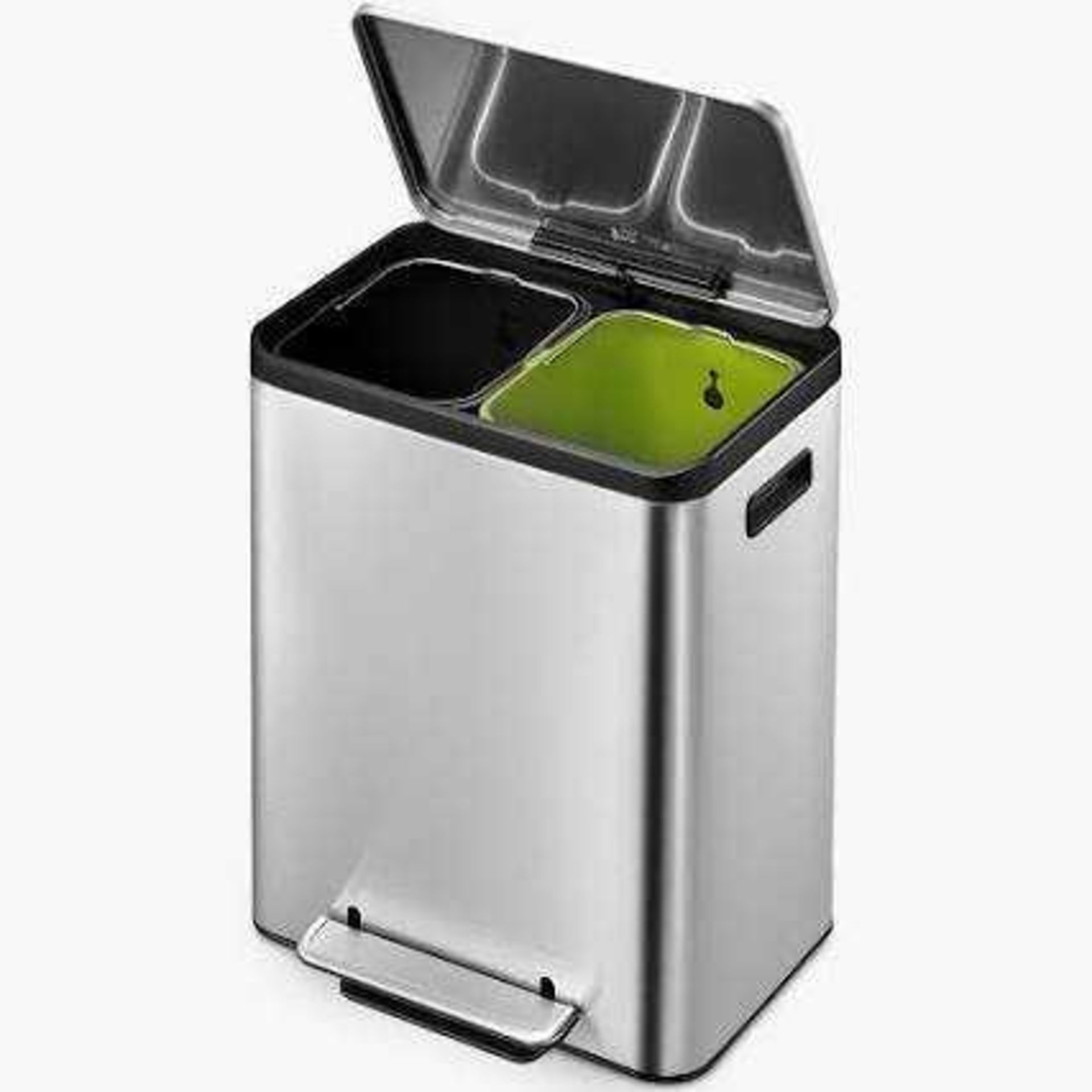 RRP £126 Boxed John Lewis 30L Pedal Bin And A Boxed John Lewis 60L 2 Section Recycling Bin.